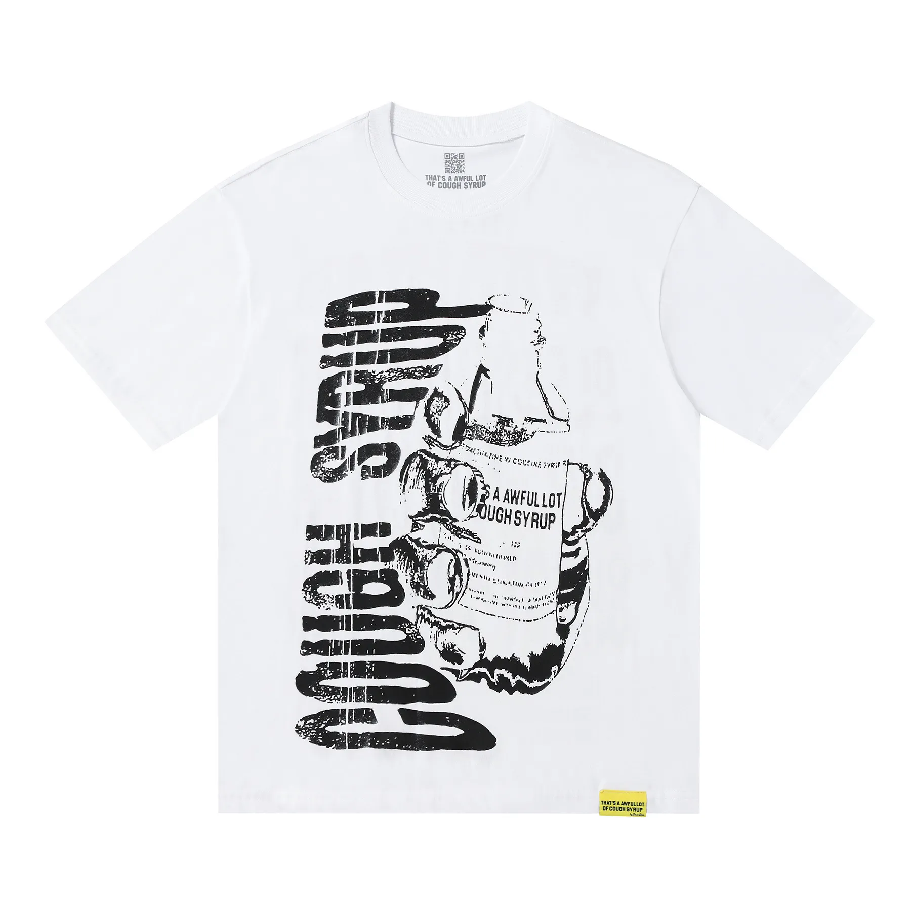 # ｜ THAT'S A AWFUL LOT OF COUGH SYRUP In Stock Real shot American simple trendy brand loose casual T-shirt Fabric (fabric): 32 counts Weight combed double yarn pure cotton Sizes (size): S-M L X L Color (colour): White, Black